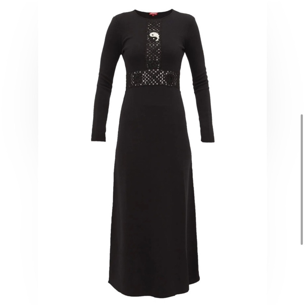 STAUD YING YANG PEACE CROCHET PETAL DRESS LONG SLEEVE XXS XS S 00 0 2